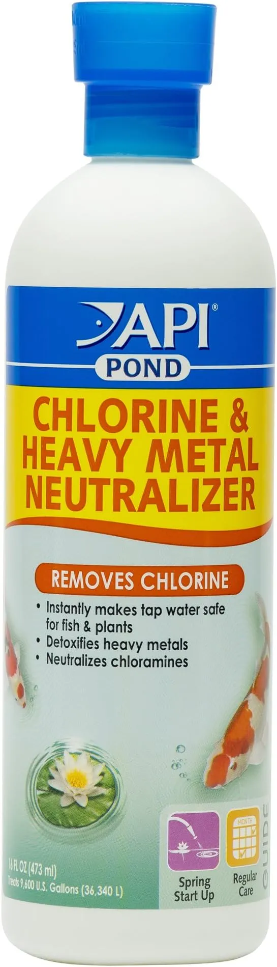 API POND CHLORINE & HEAVY METAL NEUTRALIZER Pond Water Neutralizer 16-Ounce Bottle, White (141B) 