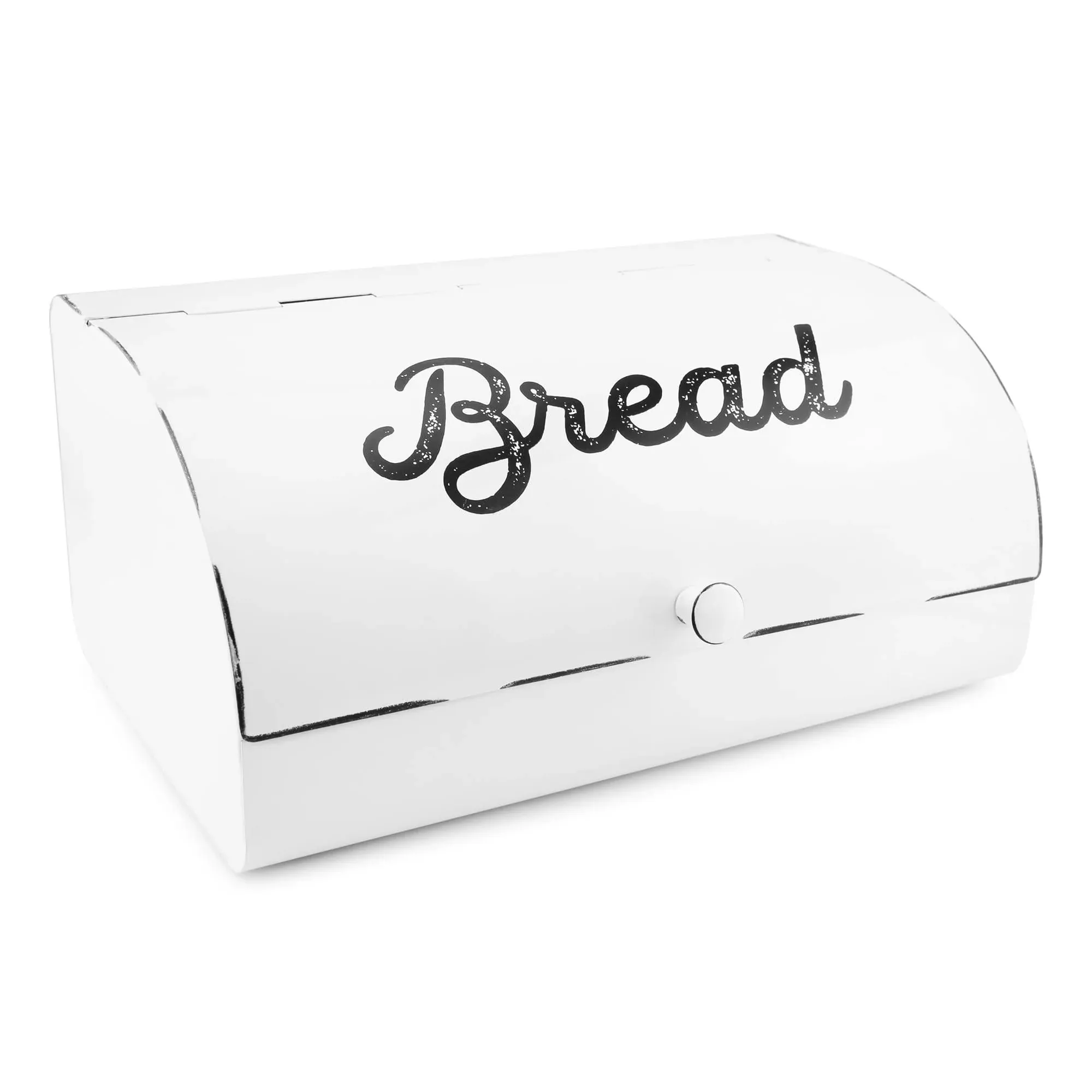 White Bread Box; Farmhouse Vintage Enamelware Countertop Bread Bin