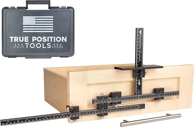 True Position Tools PRO Cabinet Hardware Jig - Install Drawer Front Handles and Knobs Faster - Made in USA - Hand Calibrated