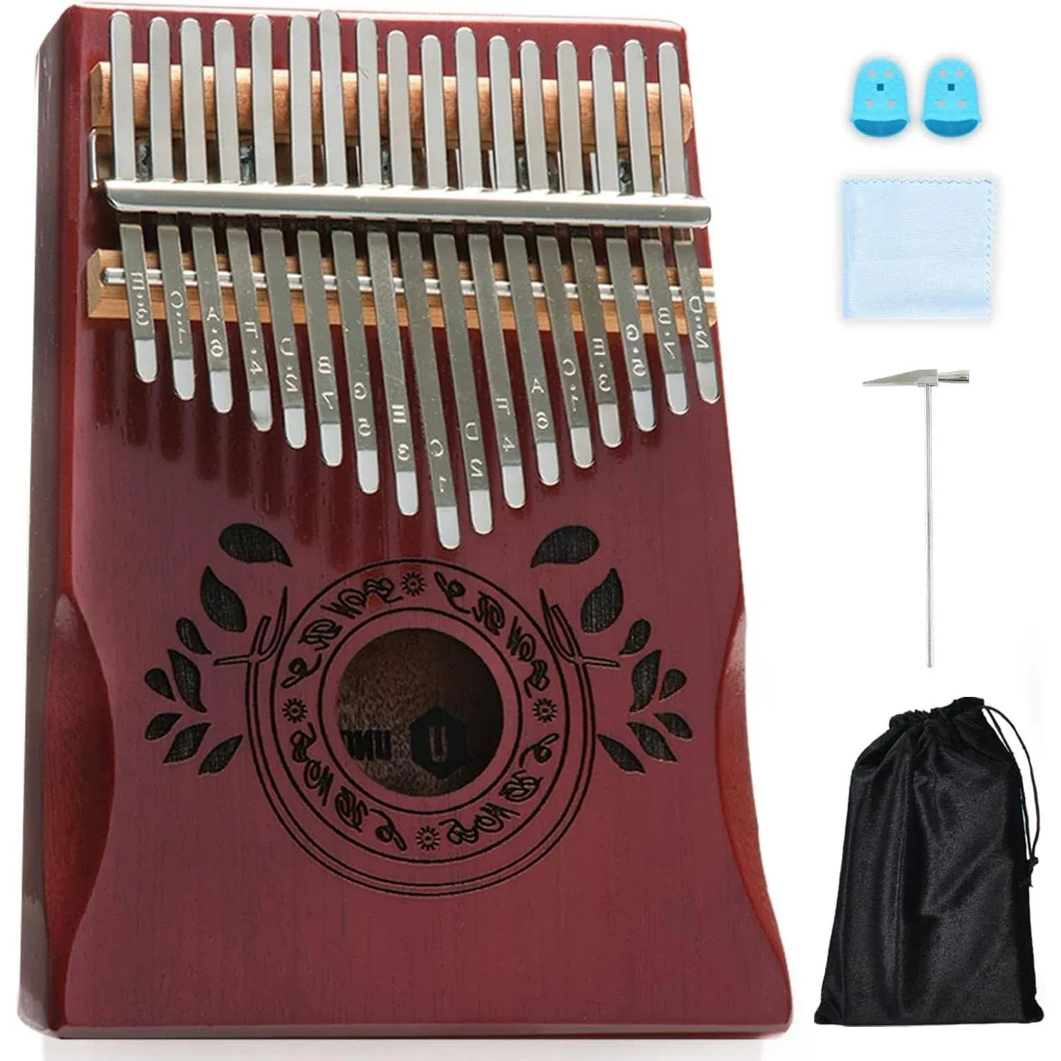 Kalimba 17 Key Thumb Piano | Premium, Lightweight &amp; Durable Mahogany Mbira - ...