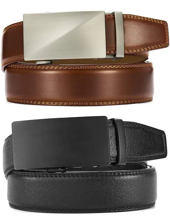 CHAOREN Leather Ratchet Belt Men 2 Pack - Customizable Fit, Effortless Style (35mm)