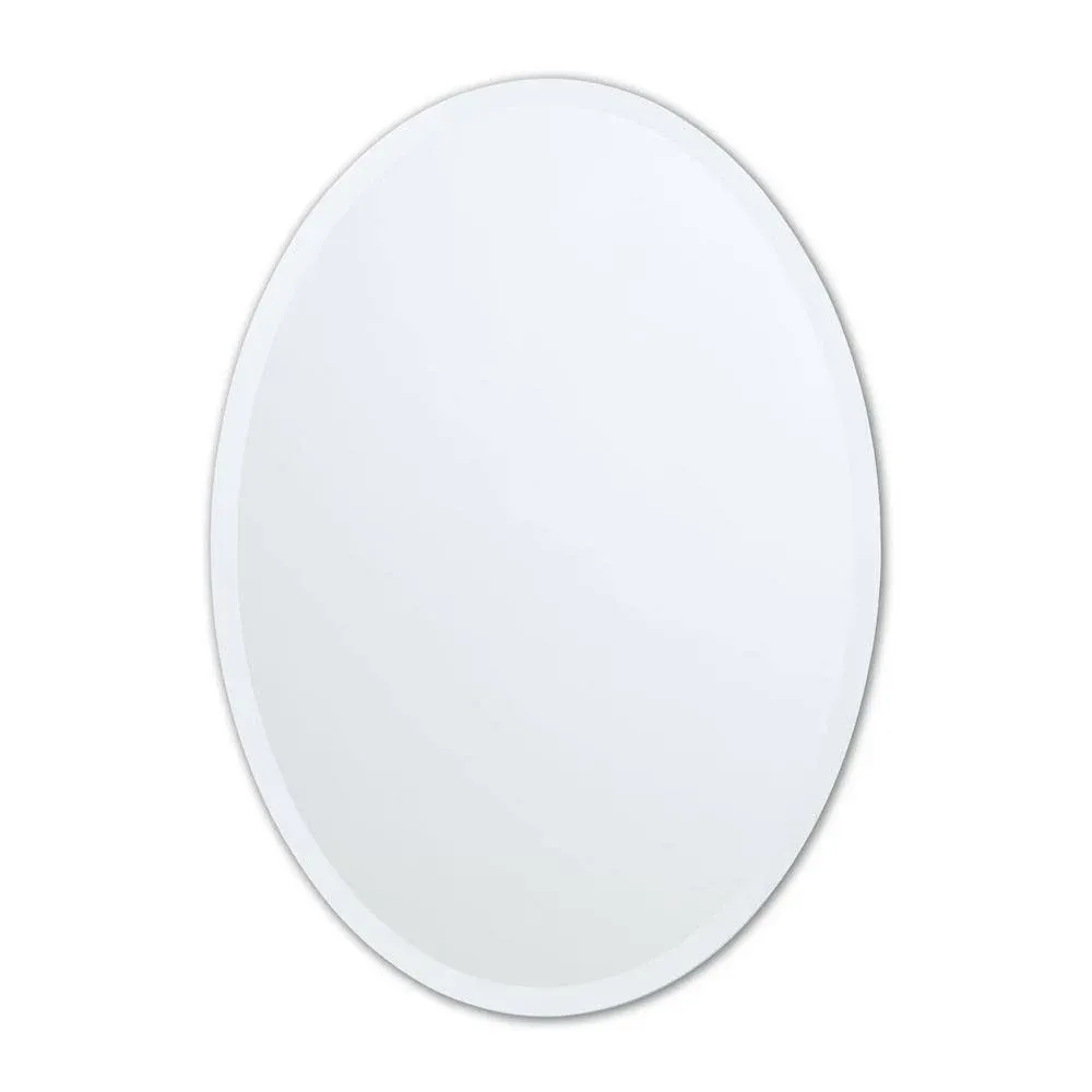 Better Bevel 23.5-in x 33-in Clear Oval Frameless Bathroom Vanity Mirror | 17102