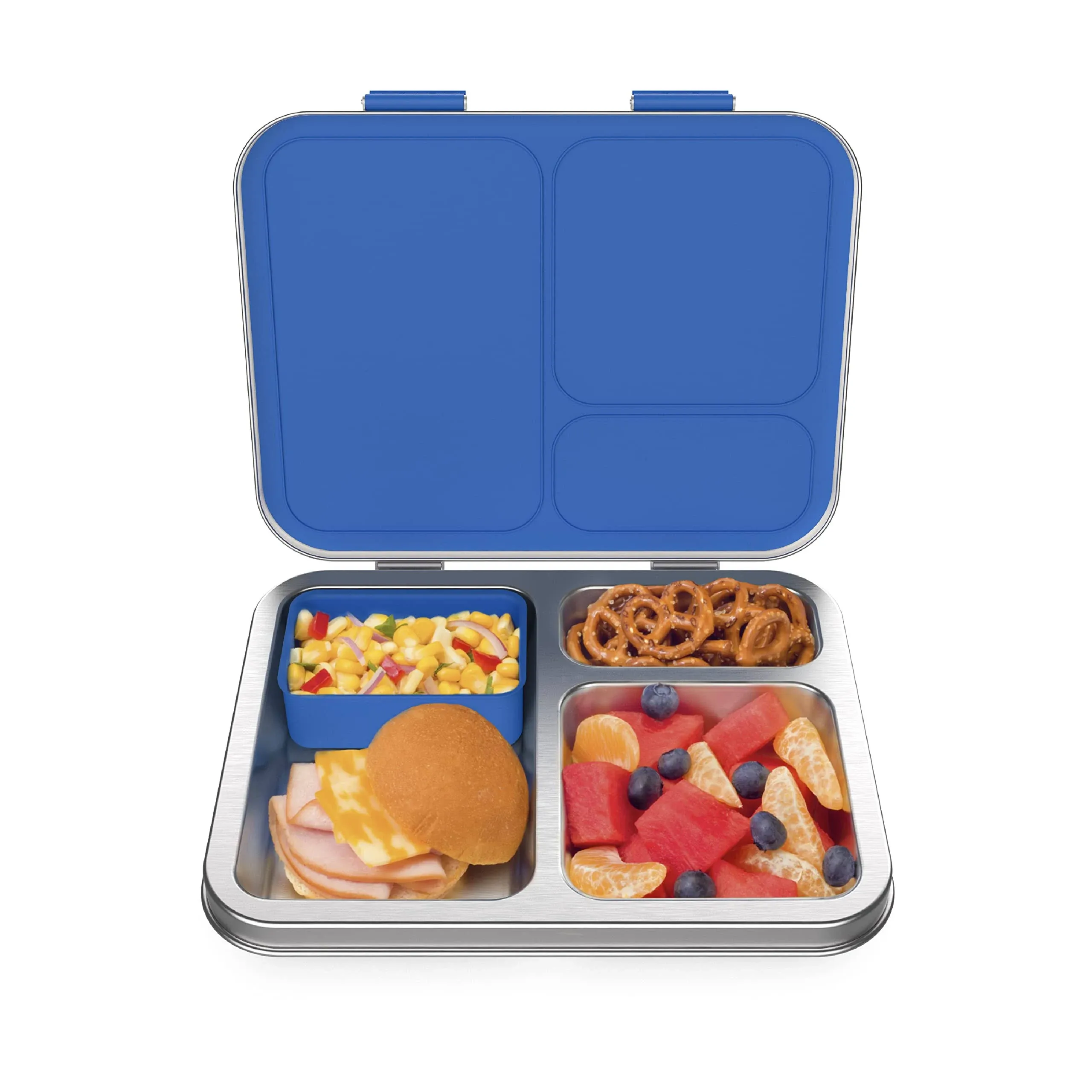 Bentgo Kids Stainless Steel Bento Lunch Box for School Leak-Resistant<wbr/>, Blue