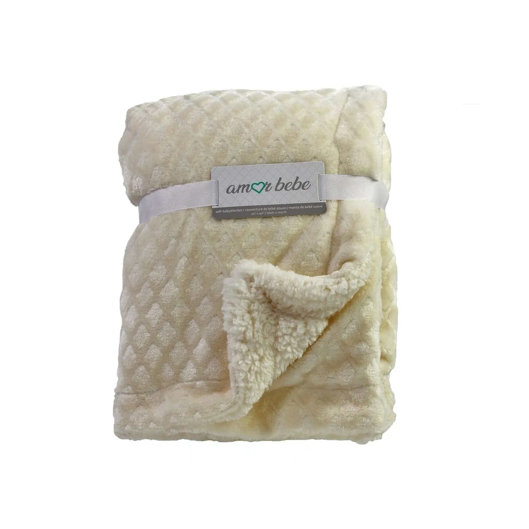 Diamond Plush Sherpa Baby Blanket (Ivory)