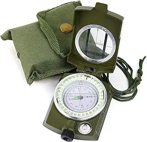 Sportneer Waterproof Military Lensatic Sighting Compass with Carrying Bag - EUC