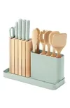 Stainless Steel 14 Piece Knife And Utensil Set In Mist