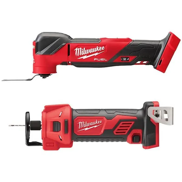 Milwaukee 2836-20-2627-20 M18 Fuel 18V Lithium-Ion Cordless Brushless Oscillating Multi-Tool with Drywall Cut Out Tool (2-Tool)