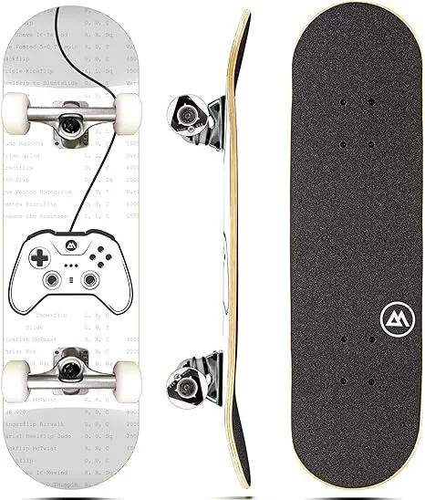 Magneto Complete Skateboard | 9-Layer Maple Wood | ABEC 5 Bearings | Double Kick Concave Deck | Kids Skateboard Cruiser Skateboard | Skateboards for Beginners, Teens & Adults (Free Stickers Included)