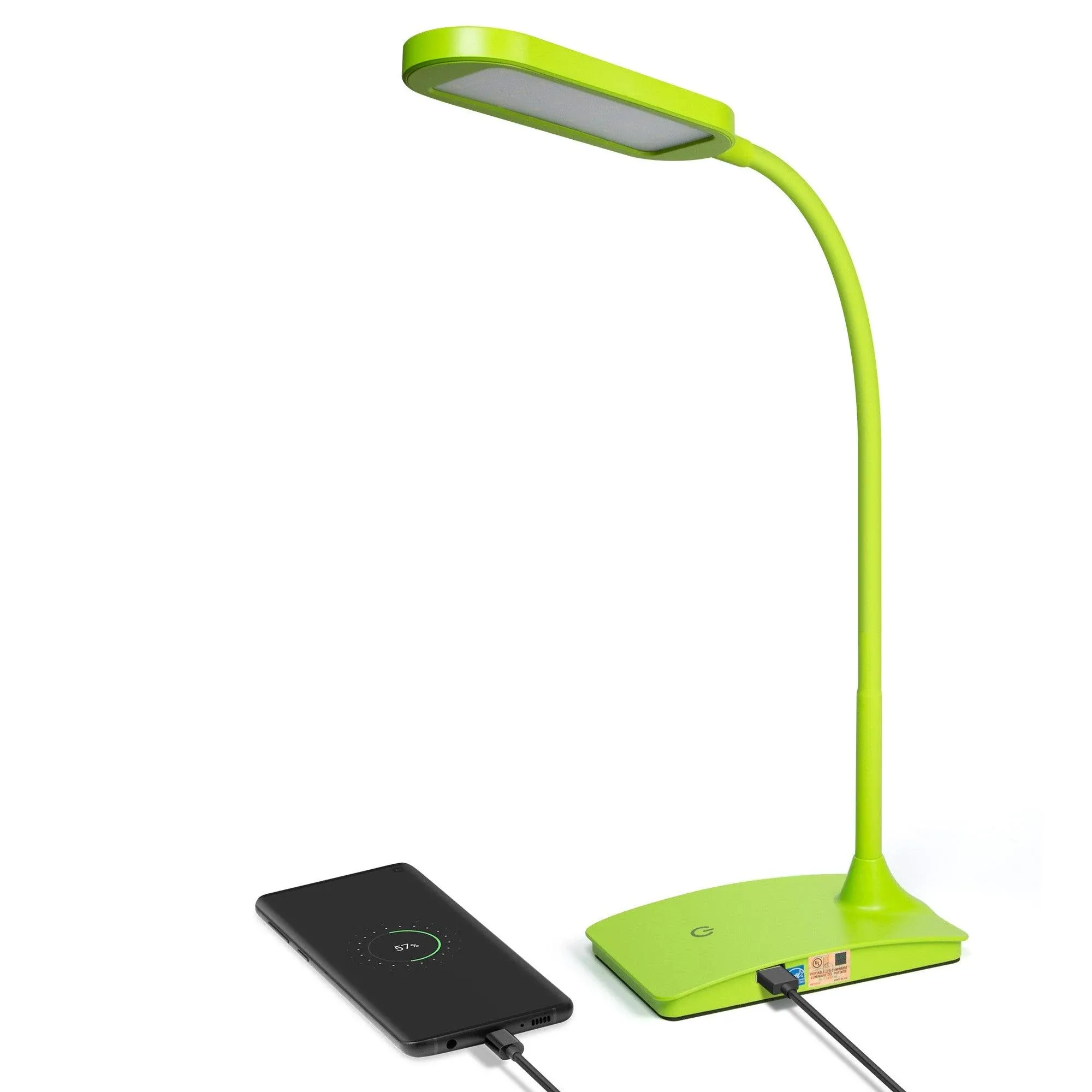 Green LED Desk Lamp 3 Level Touch Dimmer, Built-in USB Port, Charging Adjustable