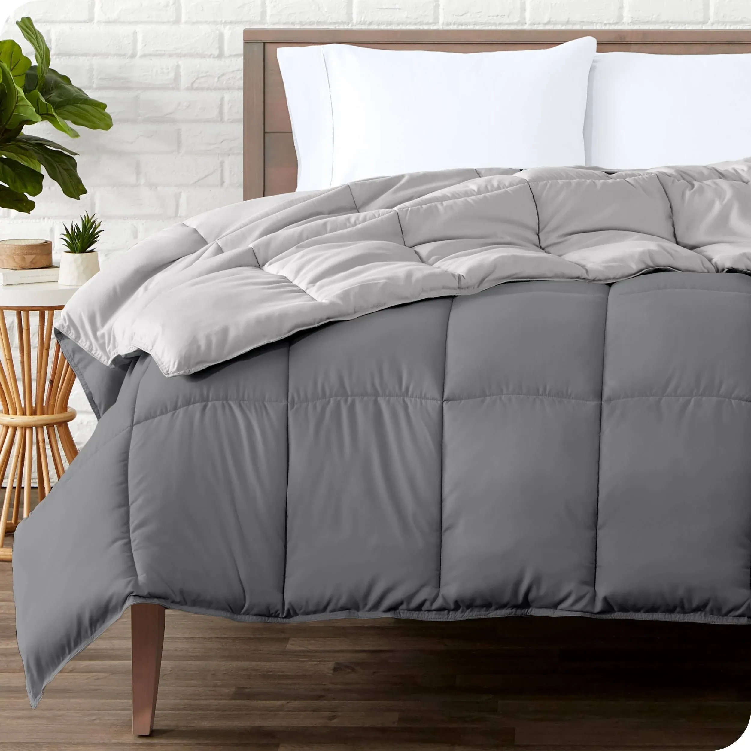 Bare Home Reversible Down Alternative Comforter Oversized King Grey/Light Grey