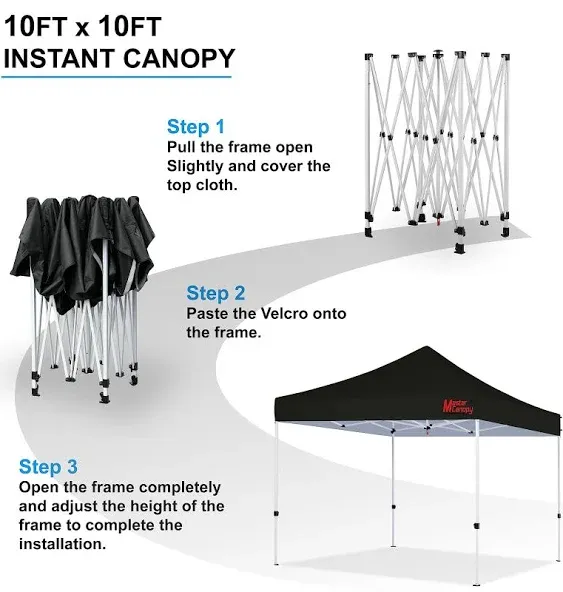 MASTERCANOPY Pop Up Canopy Tent Commercial Grade 10x10 Instant Shelter (Black)