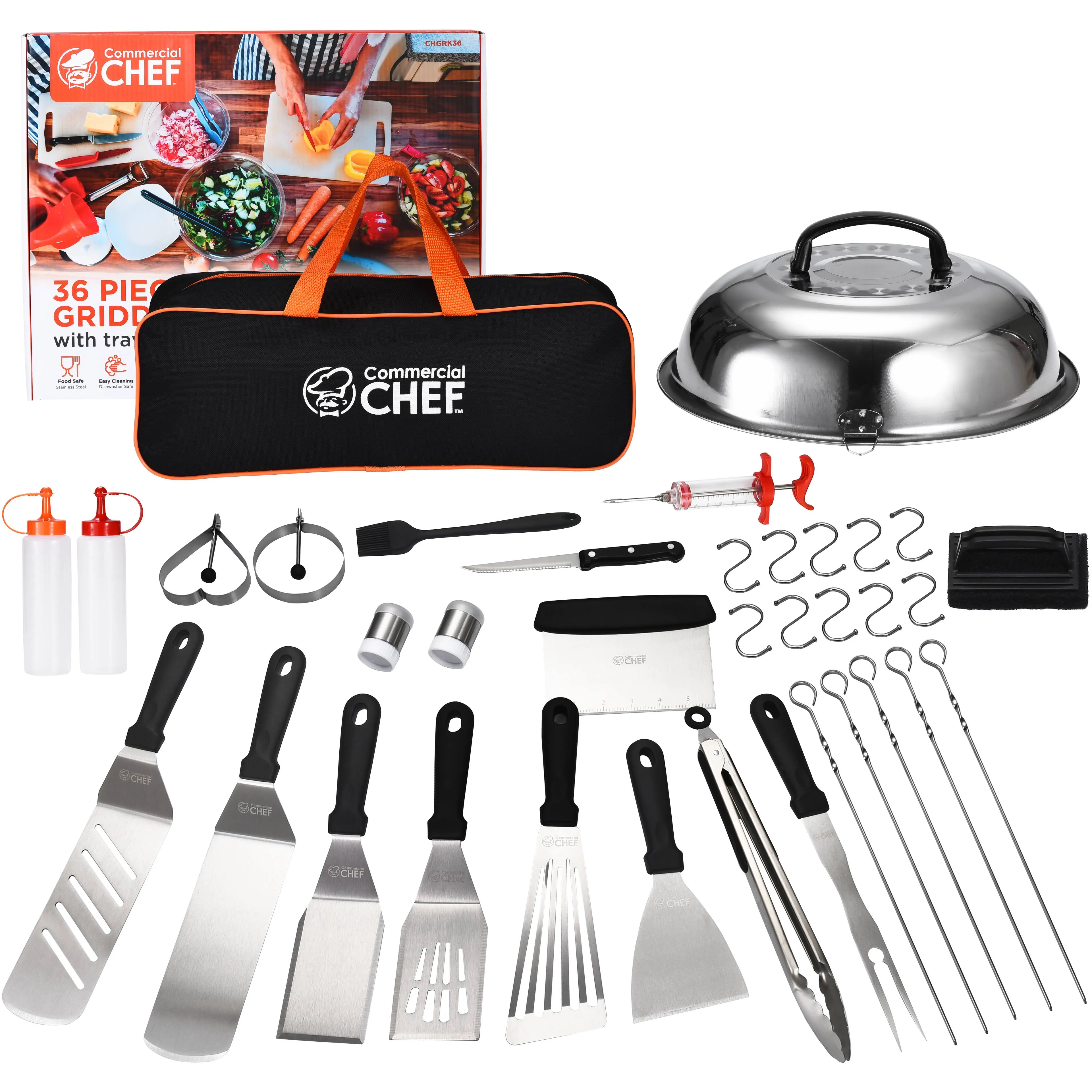 Commercial Chef Blackstone Griddle Accessories Kit - Blackstone Accessories - Hibachi Flat Top Griddle Accessories for Weber Griddle - Griddle Spatula - Grill Accessories - Chef Accessories - 36PC