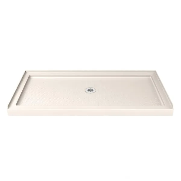 SlimLine 48 in. x 34 in. Single Threshold Alcove Shower Pan Base in Biscuit with Center Drain