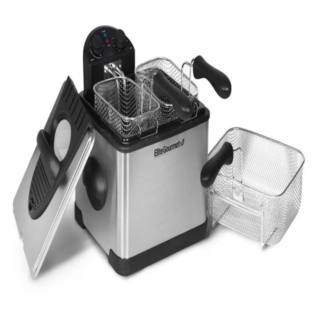 Elite Gourmet Gourmet Edf-401t Electric Immersion Deep Fryer 3-Baskets 1700-Watt