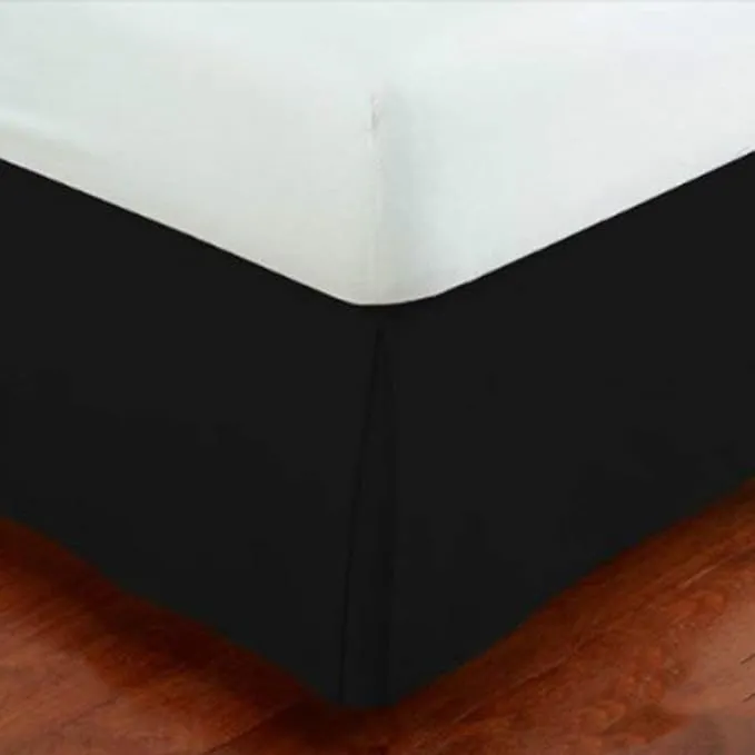 Pleated Egyptian Solid Bed Skirt Dust Ruffle Luxury Microfiber 14” Tailored Drop Black/Queen