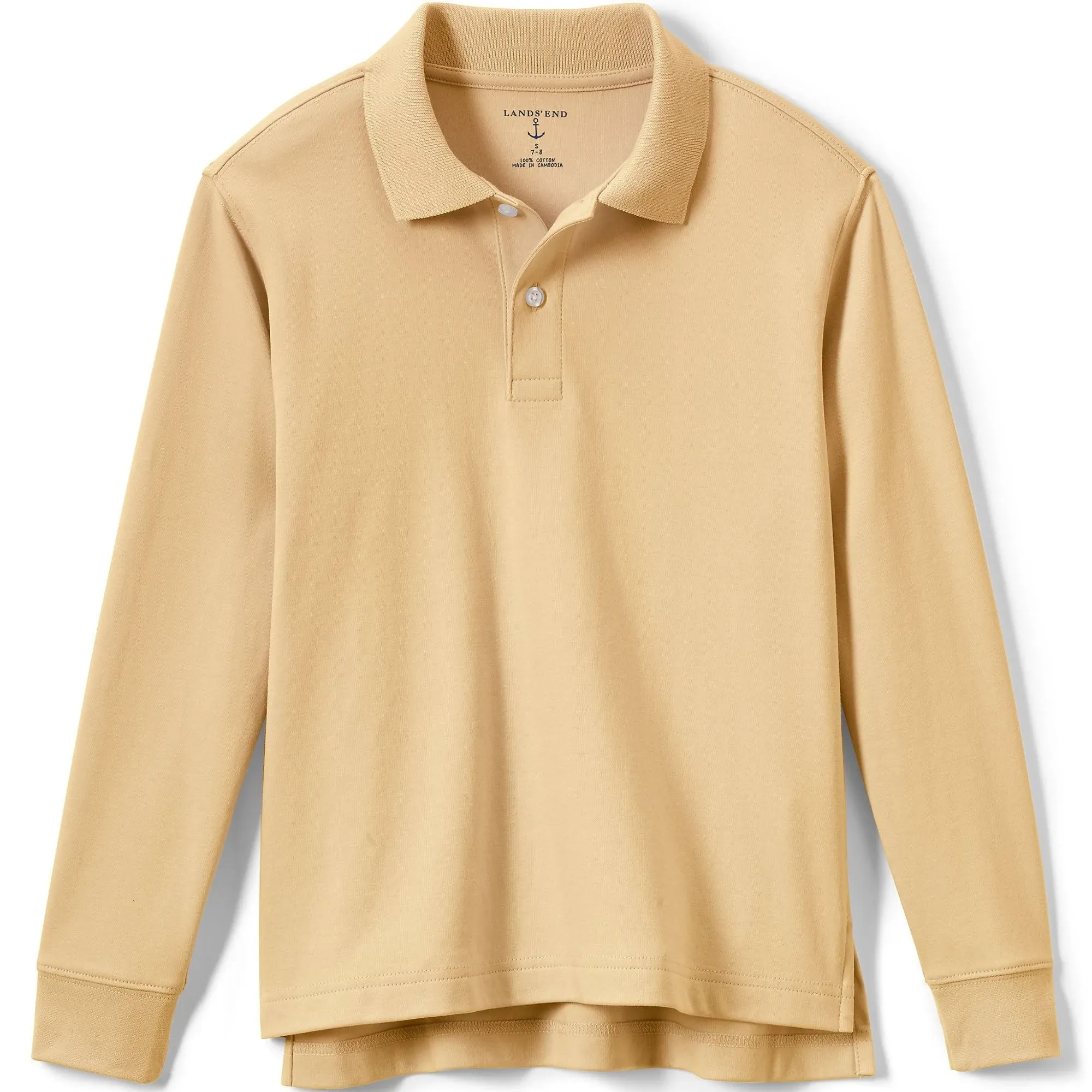 Lands' End School Uniform Kids Long Sleeve Interlock Polo Shirt