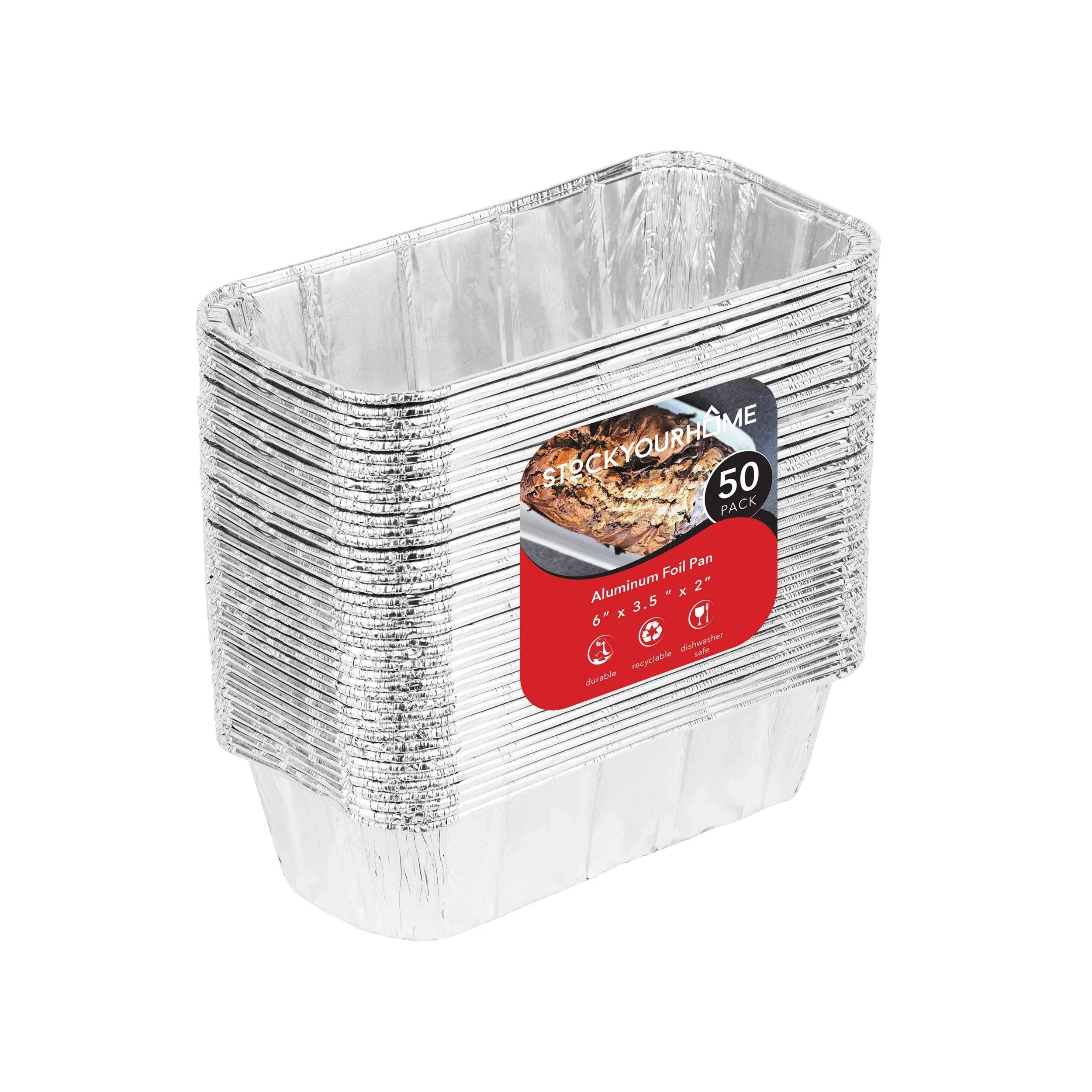 Aluminum Pans Mini Loaf Pans (50 Pack) 1 Lb Aluminum Foil Tin Pans, Small Loaf 