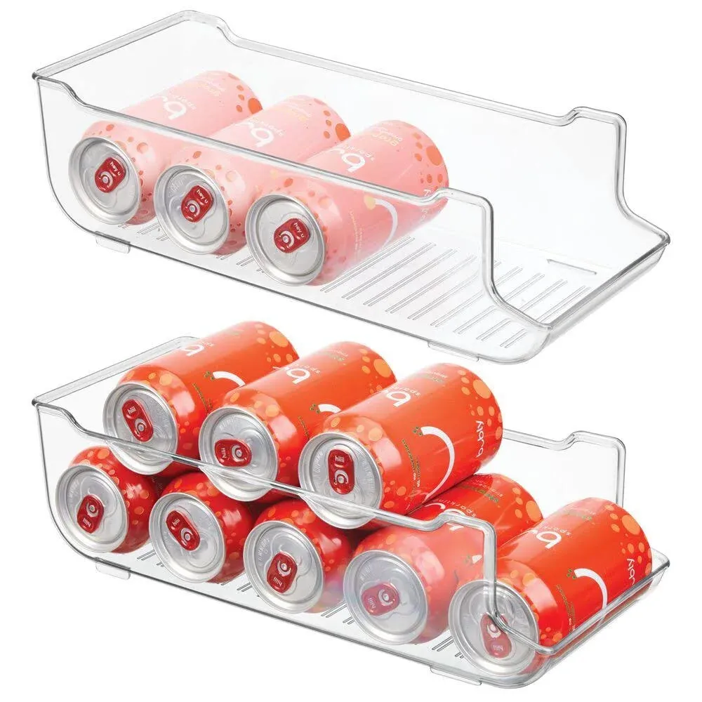 mDesign Pop/Soda Can Storage Dispenser Bin for Fridge, Pantry, 2 Pack - Clear