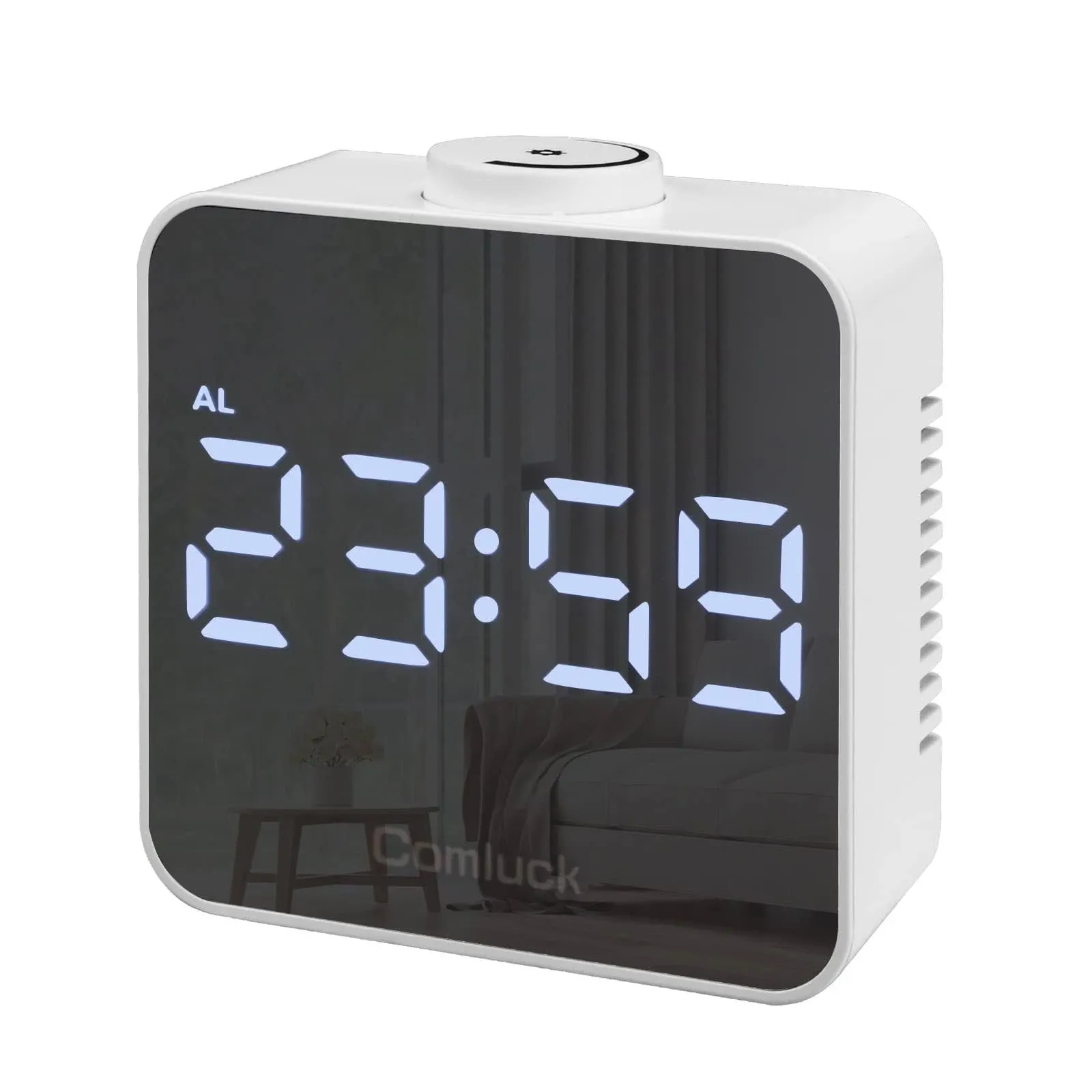 Led Digital Clock With Alarm &amp; Temp Led Mirror Bedside White Clock With Temperat