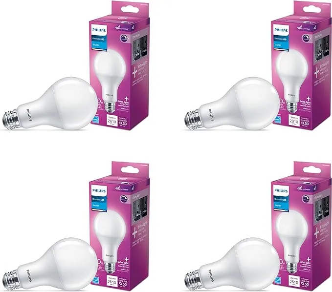 Philips EyeComfort 100W Equivalent Daylight A19 Medium LED Light Bulb (4-Pack)