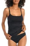 Shop La Blanca Womens Island Goddess Lingerie Strap Tankini Top Island Goddess High Waist Bikini Bottoms Women's Sw In Black