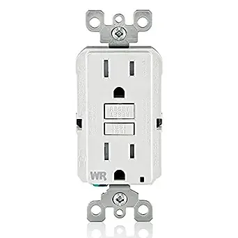 Leviton GFWT1-W Tamper/Weather Resistant GFCI Receptacle, 15A, 125V, White