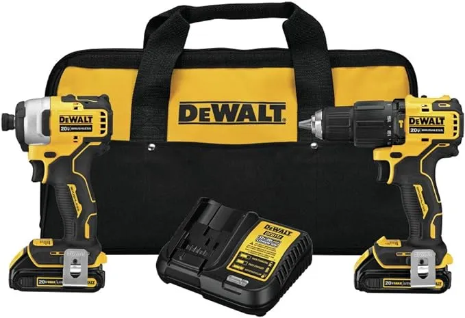 DEWALT 20V MAX* DCK279C2 ATOMIC Brushless Cordless Hammer Drill/Driver and Impact Driver Combo Kit