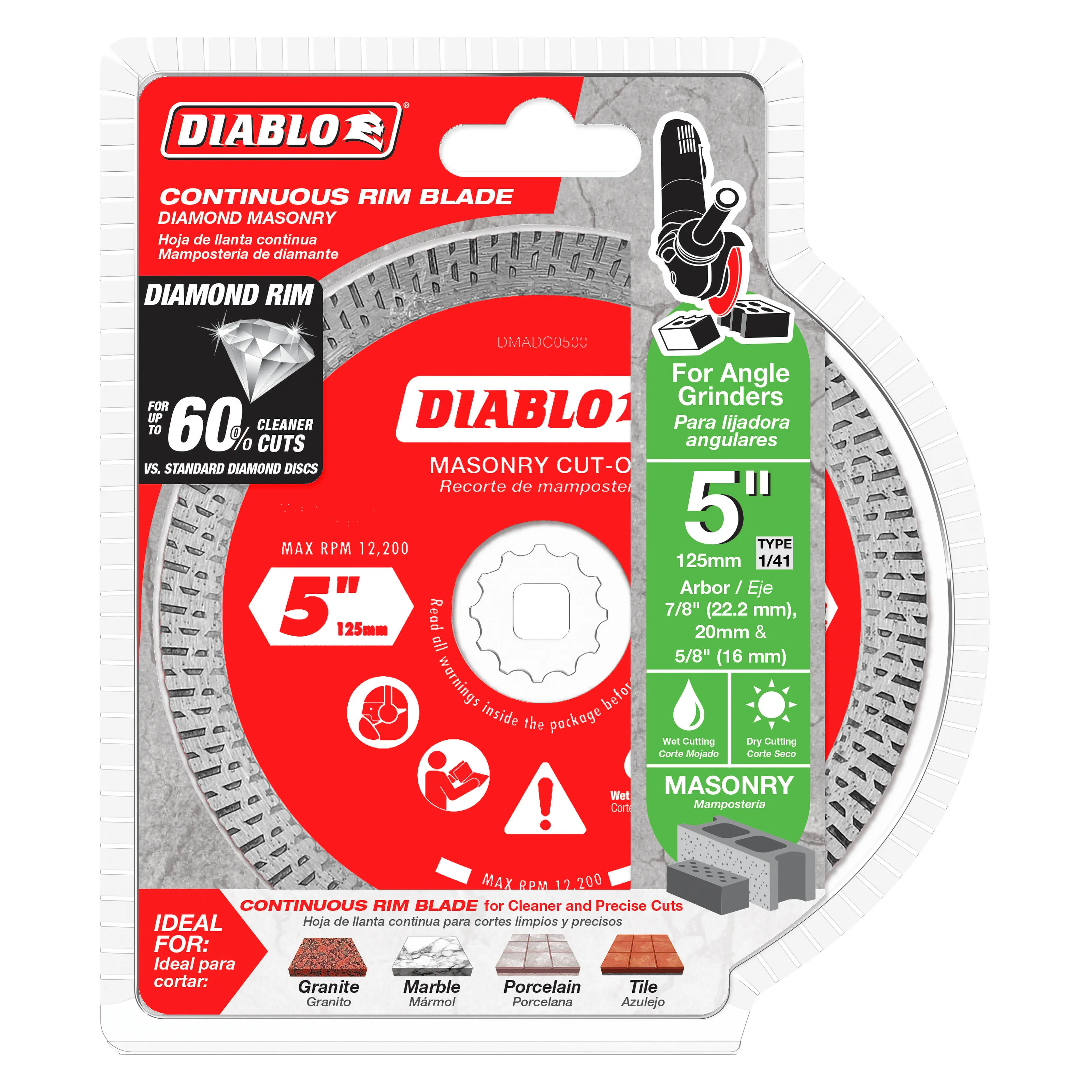 Diablo DMADC0500 5" Diamond Continuous Rim Cut-Off DiscsÂ for Masonry