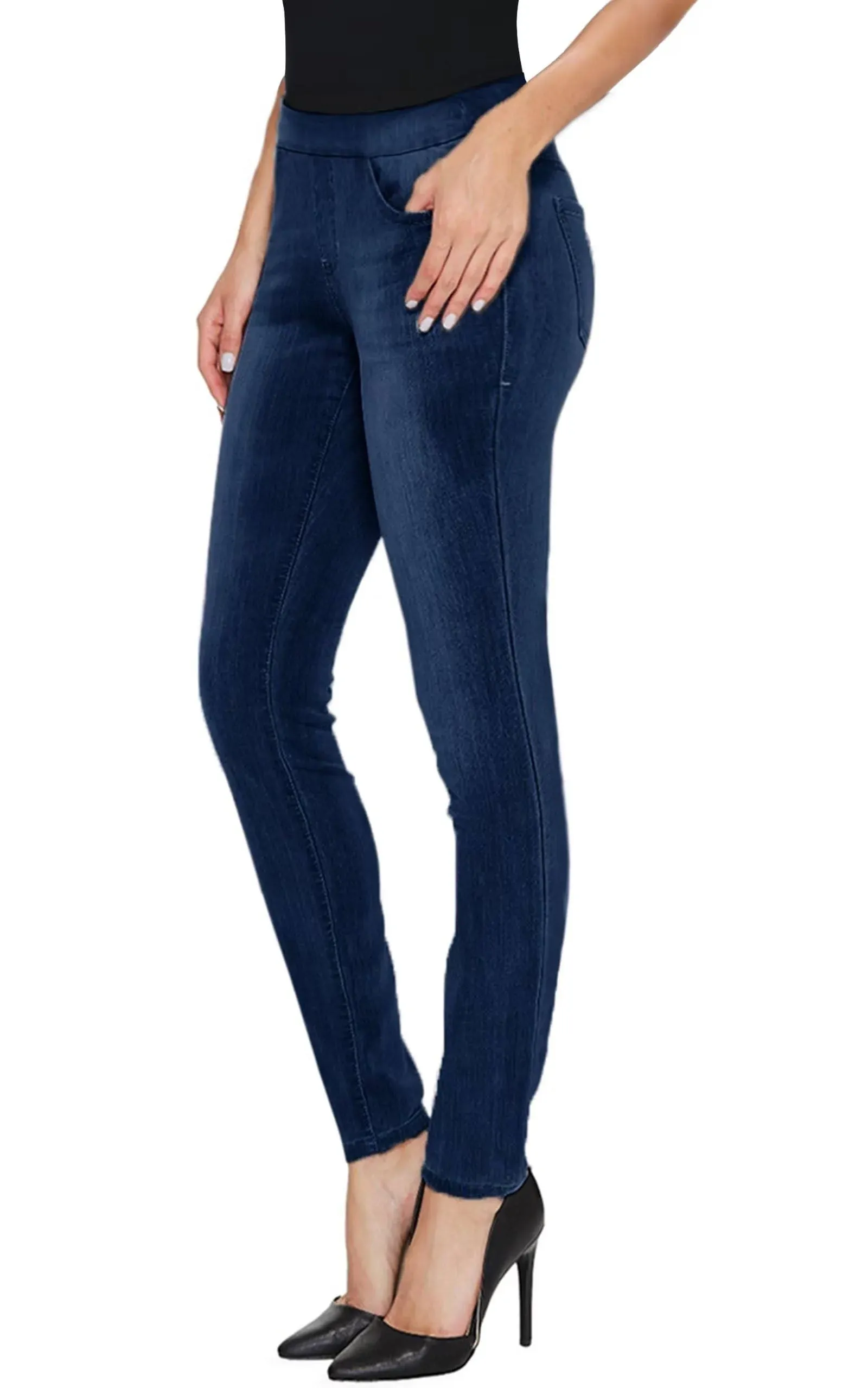 Hybrid & Company Women's Stretchy Slim Fit Skinny Leg Pull on Jean with Long ...