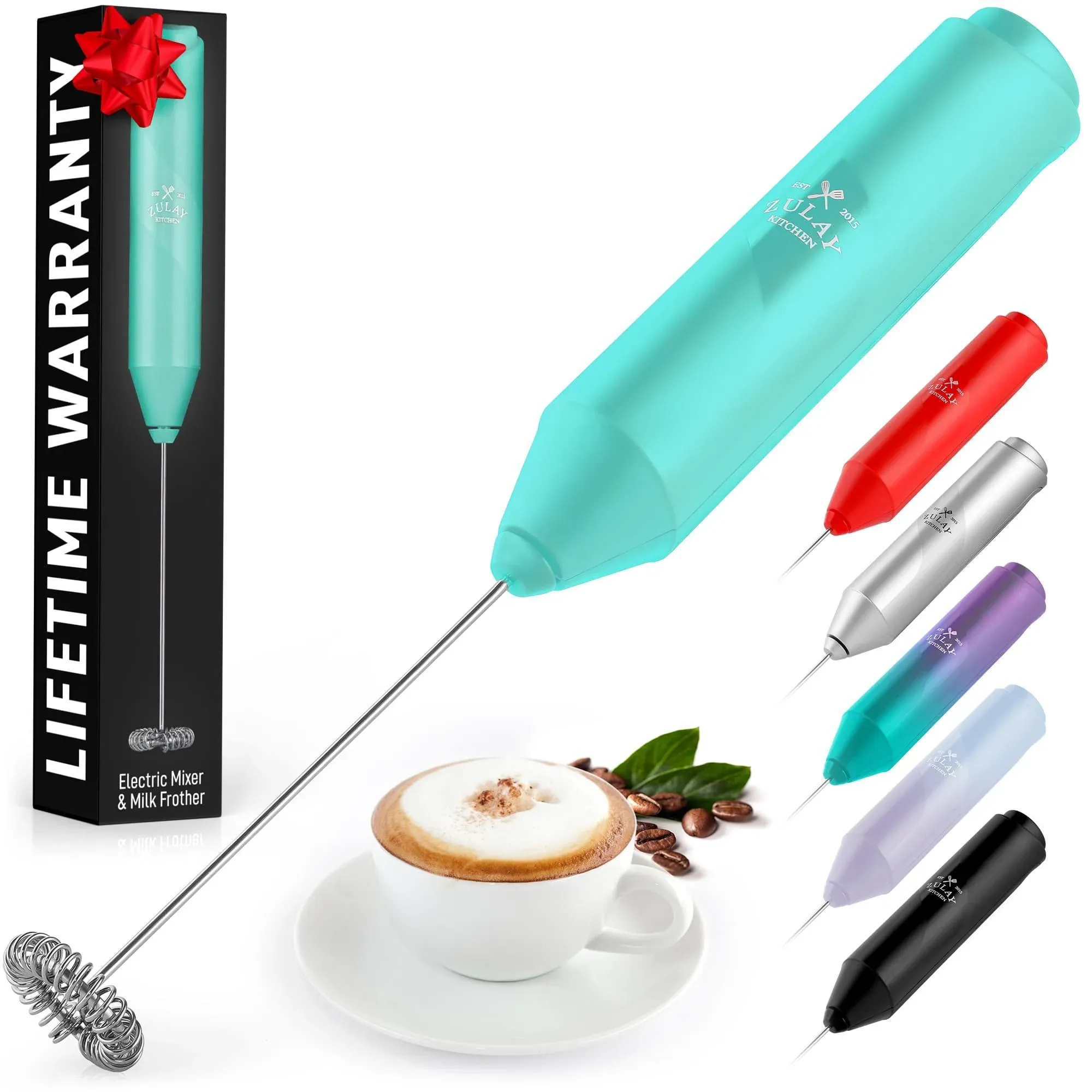 Zulay Kitchen Powerful Handheld Mini Milk Frother Wand