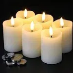 Flameless Votive Candles with Timer, Ivory LED Pillar 6 Pack