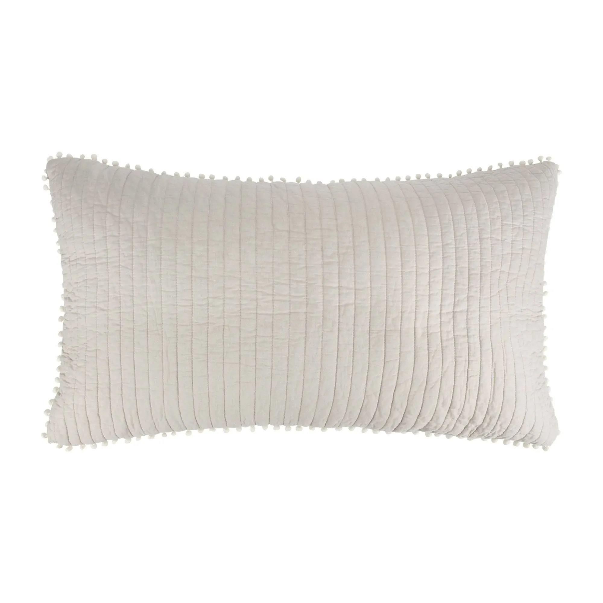 Pom Pom Taupe Solid Quilted Cotton 20 in. x 36 in. King Pillow Sham