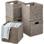 Best Choice Products 12x12in Hyacinth Baskets, Set of 5 Multipurpose Collapsible Organizers w/ Inserts - Gray