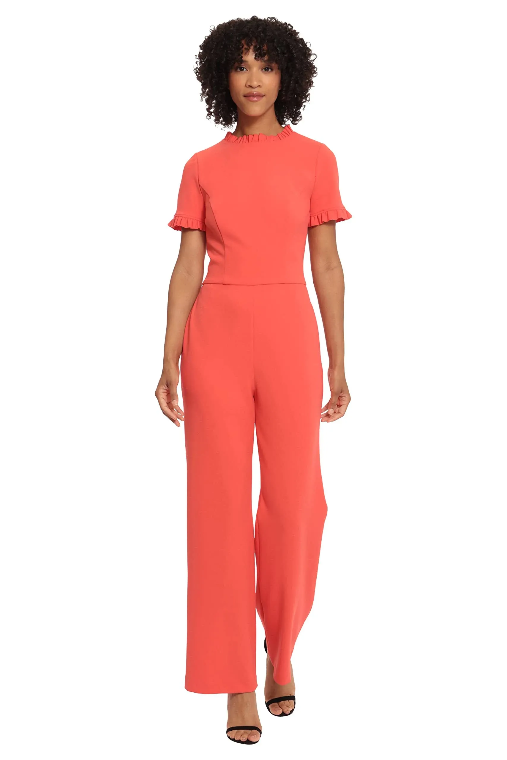 Maggy London womens Ruffle Neck Jumpsuit