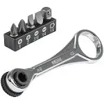 1/4 In. Drive Electrician&#039;S Mini Ratchet with Screwdriver Bits and Adapter