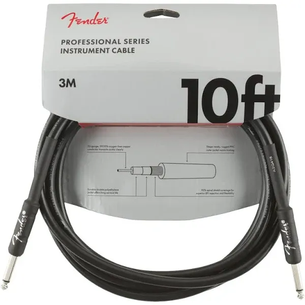 Fender Professional Series Instrument Cable 10ft Black