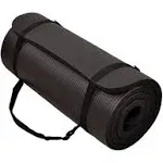 BalanceFrom Fitness 71x24in Anti Tear Exercise Yoga Mat with Strap, Black (Used)