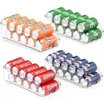 Simple Houseware Soda Can Organizer for Refrigerator/Pantry, Clear, Set of 4