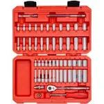 Tekton SKT05301 1/4 inch Drive 6 Point 4 to 14 mm Socket & Ratchet 55 Piece Set