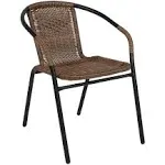 Flash Furniture 2 Pack Black Rattan Indoor-Outdoor Restaurant Stack Chair