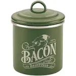 Curry Enamel on Steel Bacon Grease Can / Bacon Grease Container - 4 Inch, Red