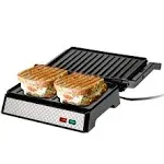 OVENTE Electric Panini Press Sandwich Maker with Non-Stick Coated Plates, Opens 180 Degrees to Fit Any Type or Size of Food, 1000W Indoor Grill Perfect for Quesadillas, Burgers & More, Silver GP0620BR