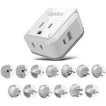 Ceptics International Power Plug Adapter Travel Set, 20W PD & QC, Safe Dual USB & USB-C 3.1a - 2 USA Outlet - Compact - Use Europe, Asia, Africa in