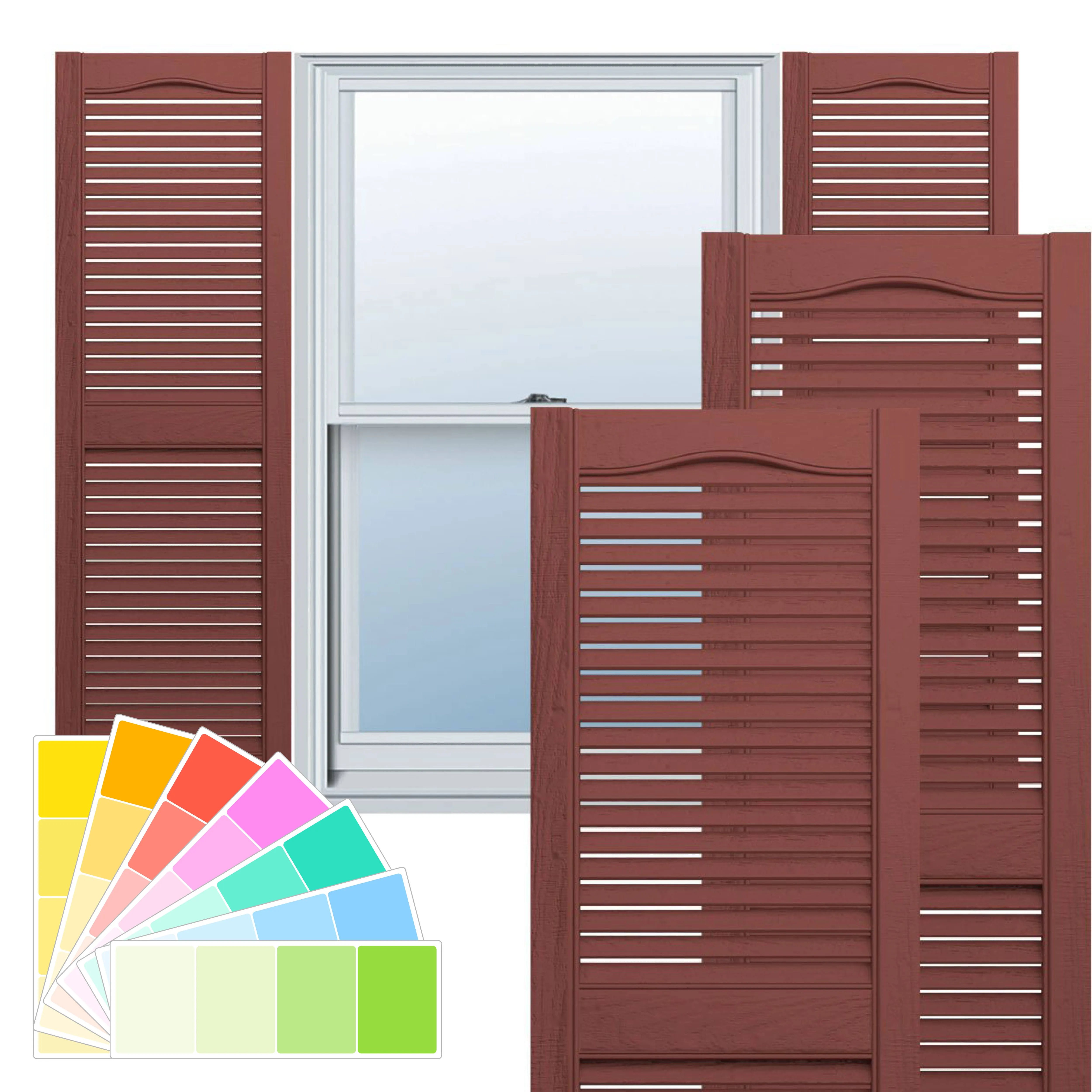 Ekena Millwork Lifetime Quickship Cathedral Top Center Mullion 14.5-in W x 72-in H Burgundy Red Modern Exterior Shutters (2-Pack) Lowes.com