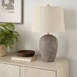 Nourison 23" Unglazed Ceramic Jar Table Lamp - Brown