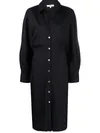 Pointed-collar Cotton Shirt Dress In Black