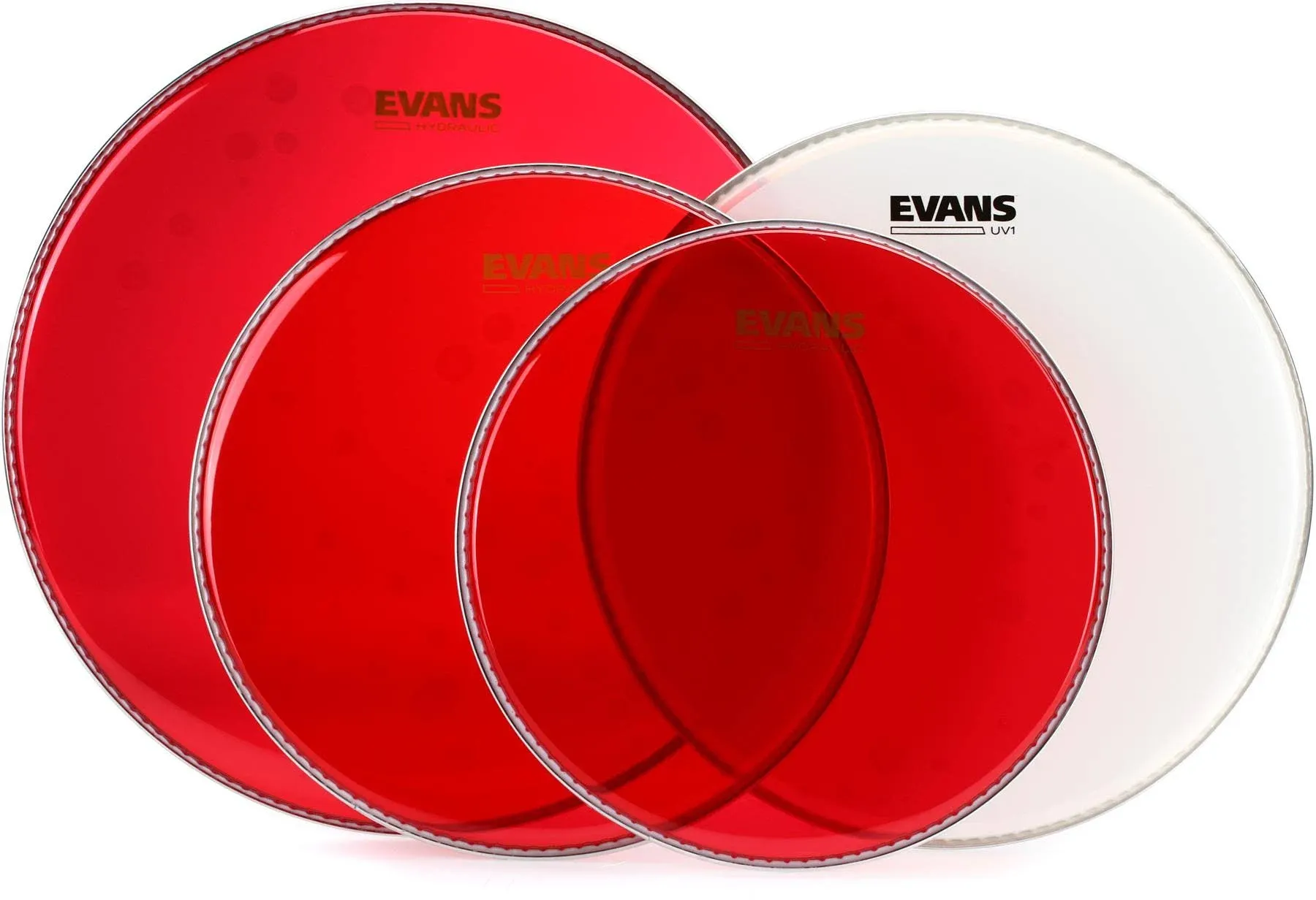 Evans EPP-HRUV1-S  Red Standard Pack (12&quot;, 13&quot;, 16&quot;) with 14&quot; UV1 Coated Snare Batter