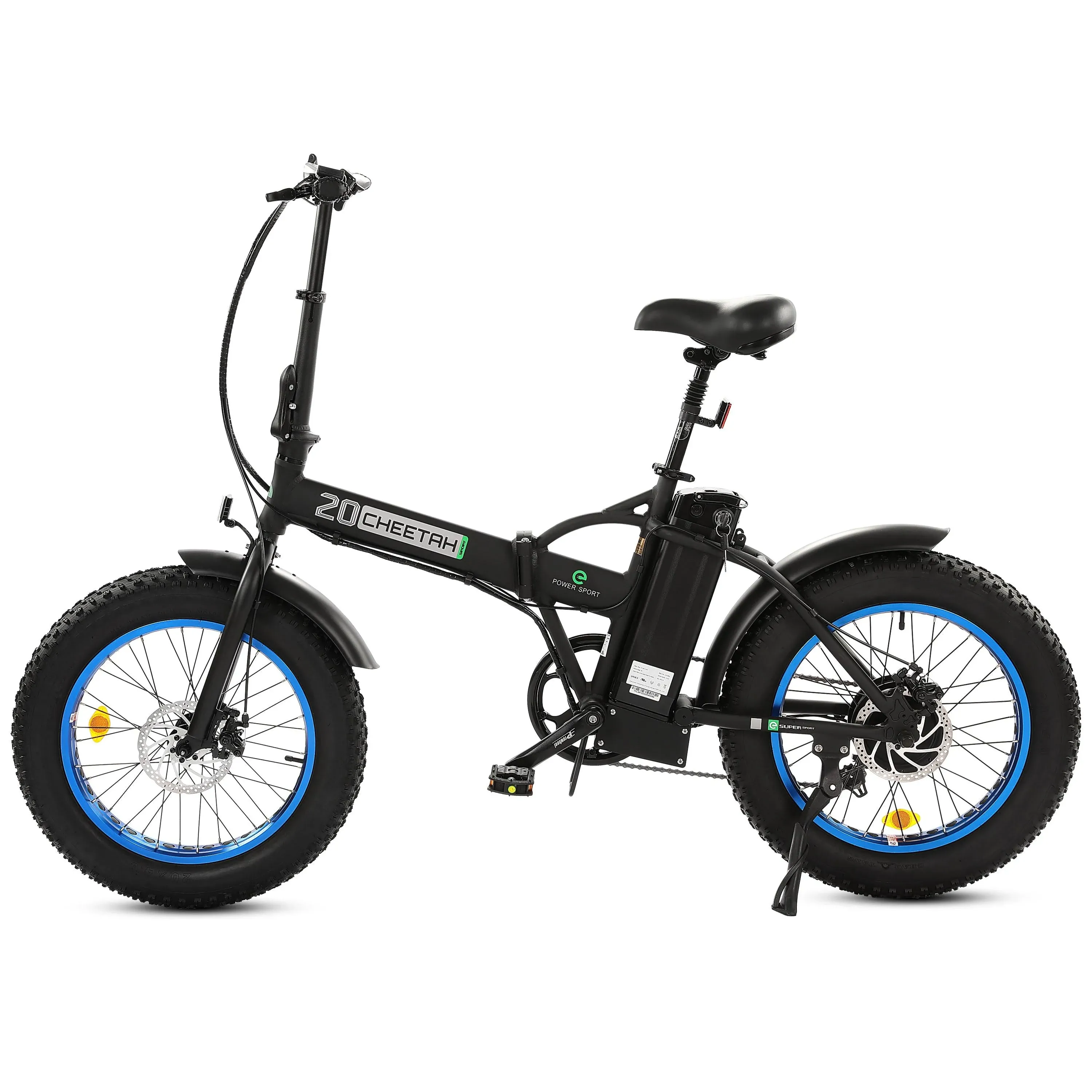 Ecotric 36V Fat Tire Portable and Folding Electric Bike, White & Blue