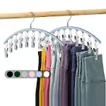 Volnamal Legging Organizer for Closet, Metal Yoga Pants Hanger w/Rubber Coated 2 Pack w/10 Clips Hold 20 Leggings, Hangers Space Saving Hanging