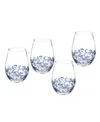 Blue Italian Stemless Wine Glasses In Green